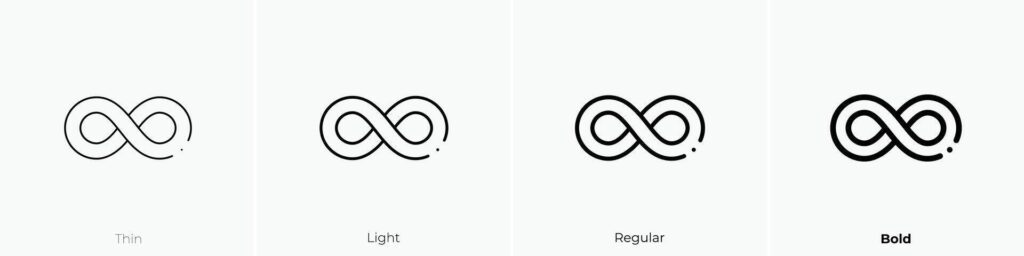 infinite icon. Thin, Light, Regular And Bold style design isolated on white background Stock Free