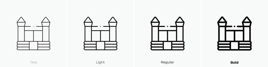 inflatable castle icon. Thin, Light, Regular And Bold style design isolated on white background Stock Free