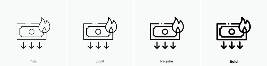 inflation icon. Thin, Light, Regular And Bold style design isolated on white background Stock Free