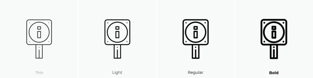 info icon. Thin, Light, Regular And Bold style design isolated on white background Stock Free