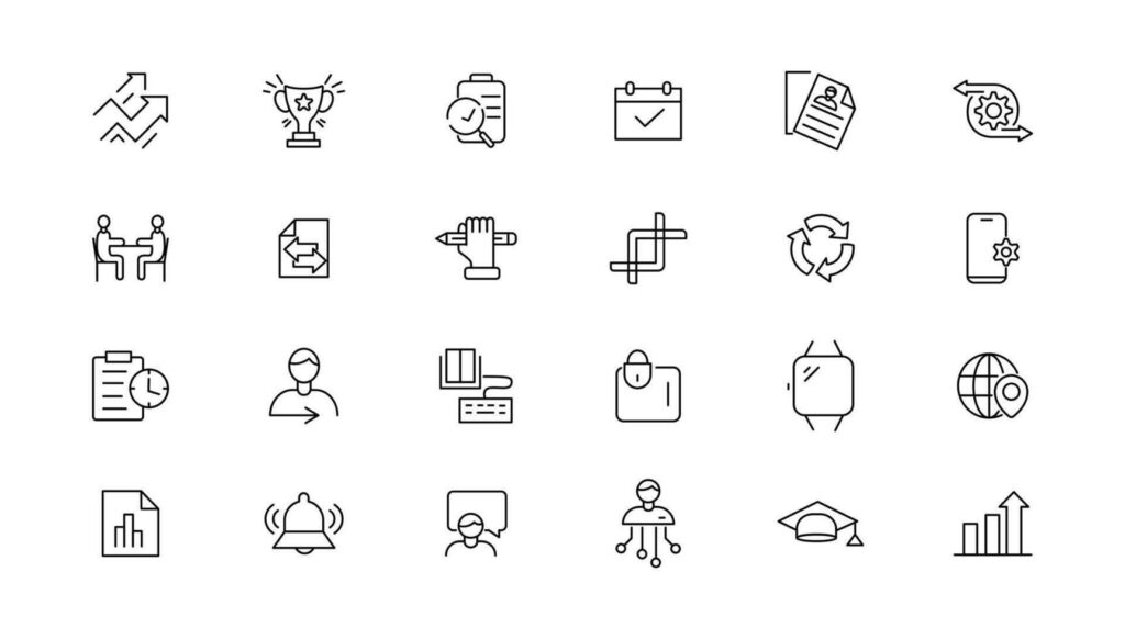 Information technology line icons collection. Big UI icon set in a flat design. Thin outline icons pack. illustration Stock Free