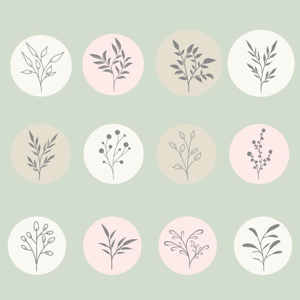 Instagram highlight covers story highlight icons Botanical Line Art floral flower Stock Free