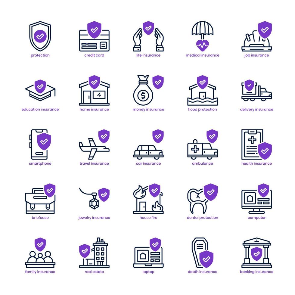 Insurance icon pack for your website design, logo, app, UI. Insurance icon mix line and solid design. Vector graphics illustration and editable stroke. Stock Free