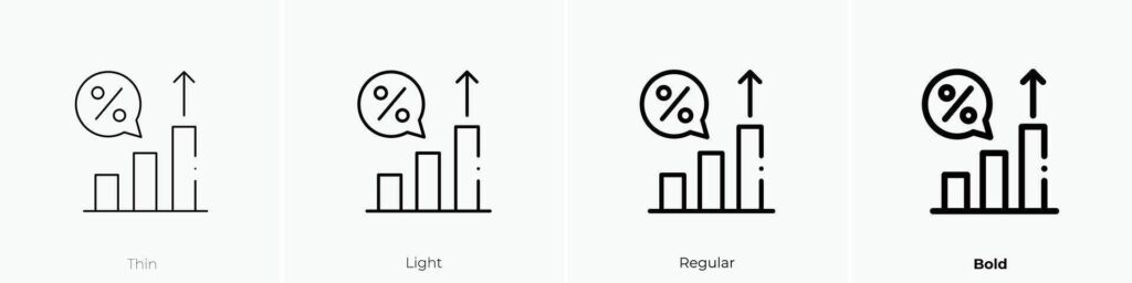 interest rate icon. Thin, Light, Regular And Bold style design isolated on white background Stock Free