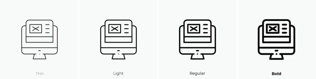 interface icon. Thin, Light, Regular And Bold style design isolated on white background Stock Free