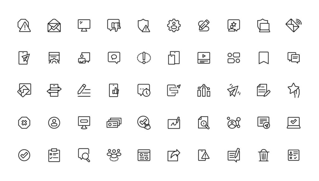 Internet icon set. Containing online, computer, network, website, server, web design, hardware, software and programming. Stock Free