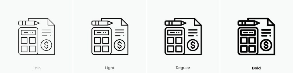 invoice icon. Thin, Light, Regular And Bold style design isolated on white background Stock Free