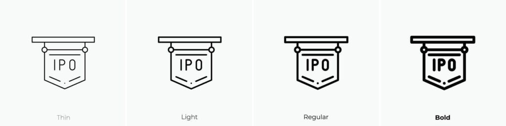 ipo icon. Thin, Light, Regular And Bold style design isolated on white background Stock Free