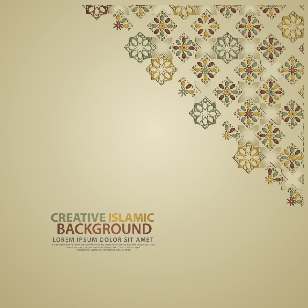 Islamic design greeting card background template with ornamental colorful detail of floral mosaic islamic art ornament Free Vector and Free SVG