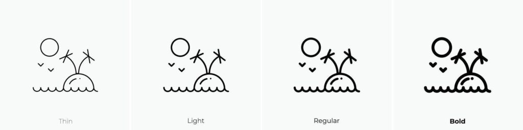 island icon. Thin, Light, Regular And Bold style design isolated on white background Stock Free