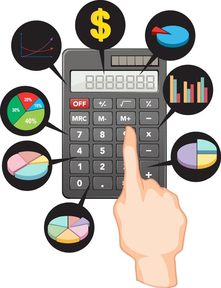 Isolated calculator with icons Stock Free