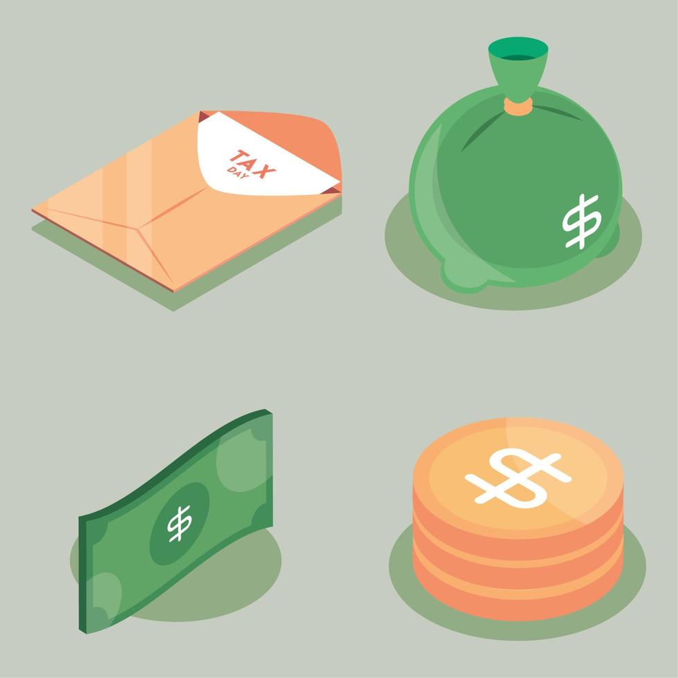 isometric tax day icons Stock Free