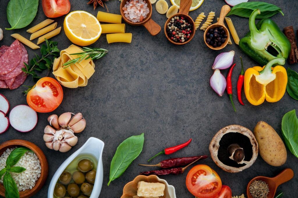 Italian food ingredients frame Free Photo