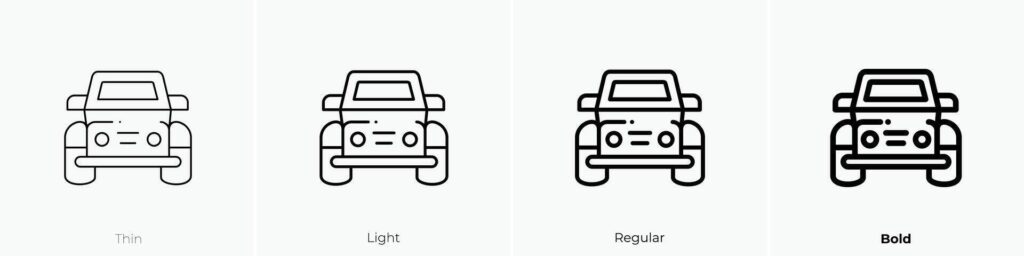 jeep icon. Thin, Light, Regular And Bold style design isolated on white background Stock Free