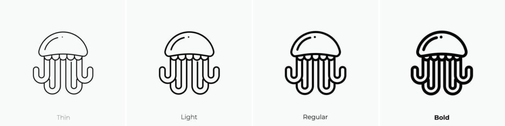 jellyfish icon. Thin, Light, Regular And Bold style design isolated on white background Stock Free