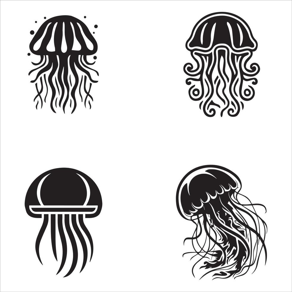 jellyfish silhouette icon graphic logo design Stock Free