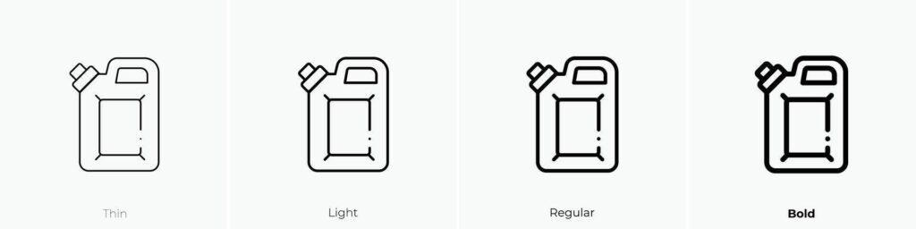 jerrycan icon. Thin, Light, Regular And Bold style design isolated on white background Stock Free