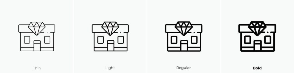 jewelry store icon. Thin, Light, Regular And Bold style design isolated on white background Stock Free