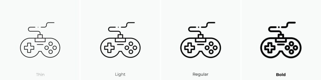 joystick icon. Thin, Light, Regular And Bold style design isolated on white background Stock Free