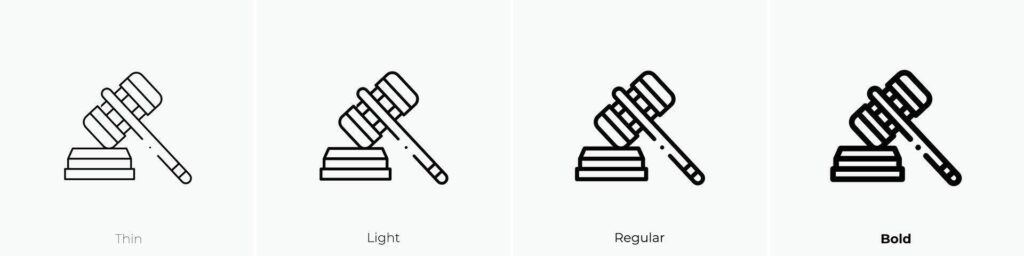 judge icon. Thin, Light, Regular And Bold style design isolated on white background Stock Free