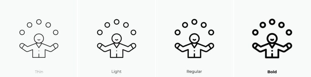 juggler icon. Thin, Light, Regular And Bold style design isolated on white background Stock Free