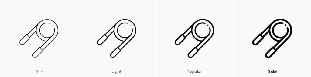 jump rope icon. Thin, Light, Regular And Bold style design isolated on white background Stock Free