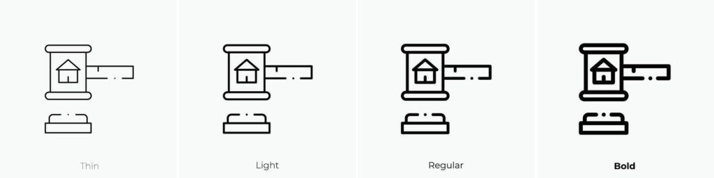 juridical icon. Thin, Light, Regular And Bold style design isolated on white background Stock Free