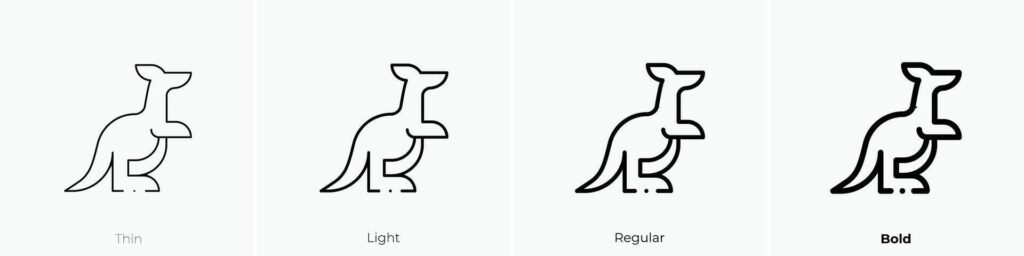 kangaroo icon. Thin, Light, Regular And Bold style design isolated on white background Stock Free