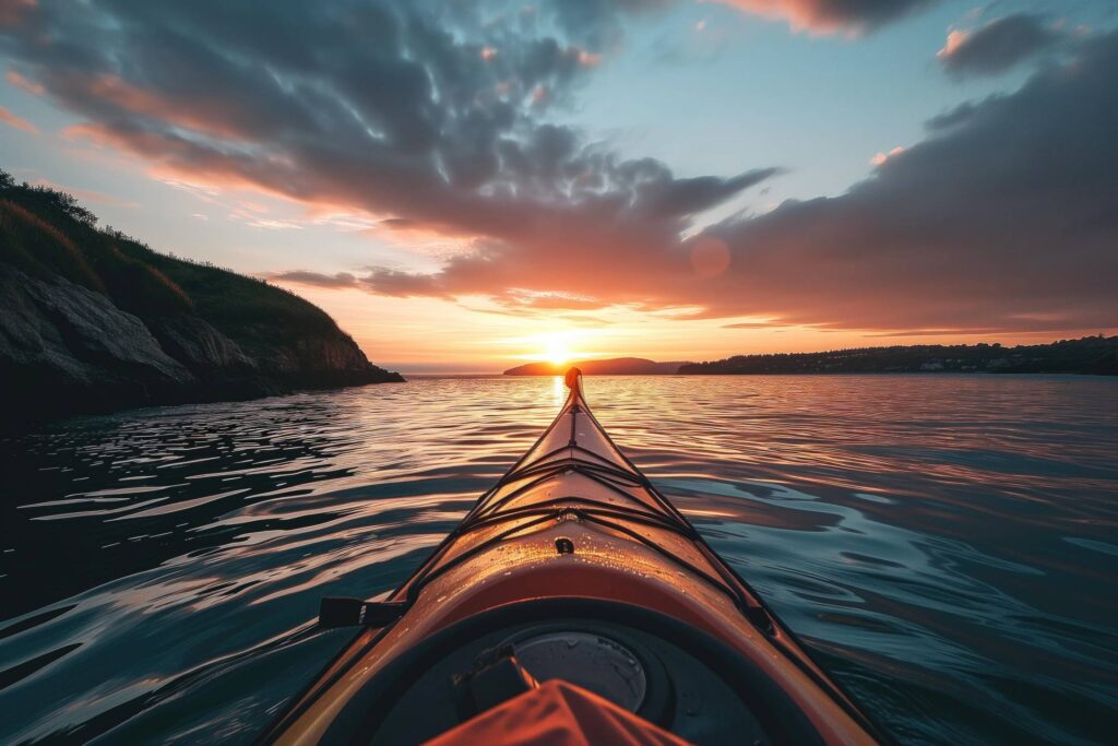 Kayaking at Sunset Stock Free