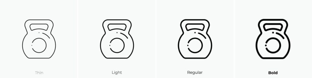 kettlebell icon. Thin, Light, Regular And Bold style design isolated on white background Stock Free