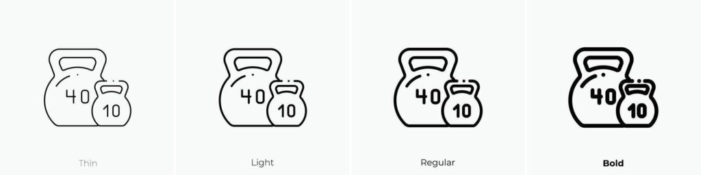 kettlebells icon. Thin, Light, Regular And Bold style design isolated on white background Stock Free