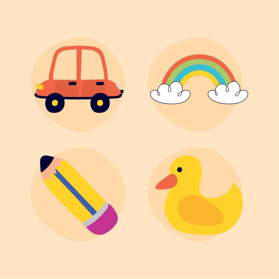 kids illustrations icons Stock Free