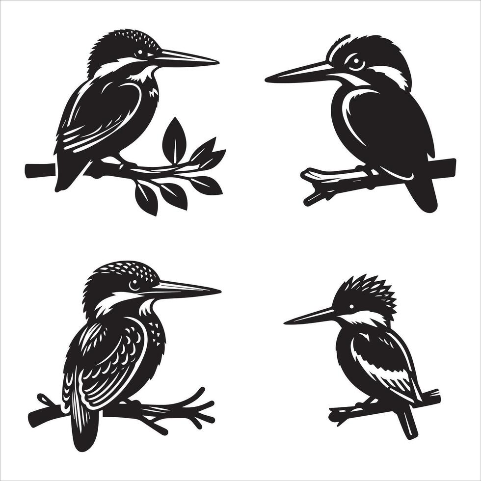 Kingfisher silhouette icon graphic logo design Stock Free