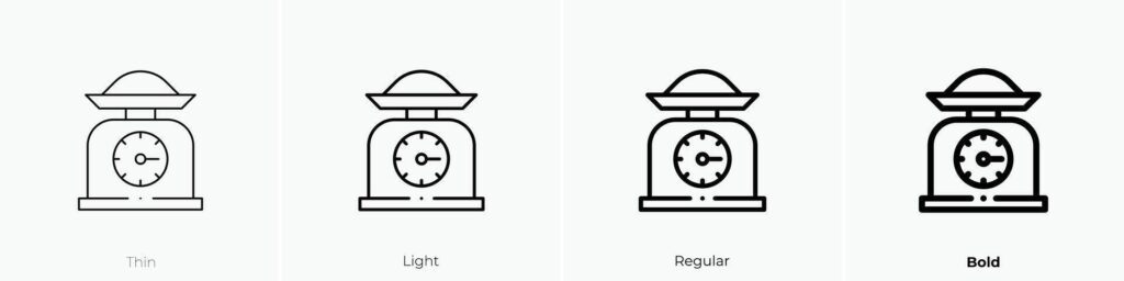 kitchen scale icon. Thin, Light, Regular And Bold style design isolated on white background Stock Free