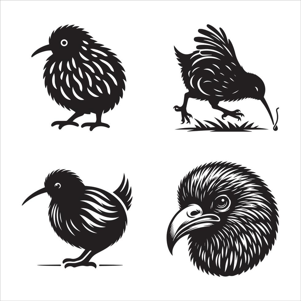 Kiwi bird silhouette icon graphic logo design Stock Free