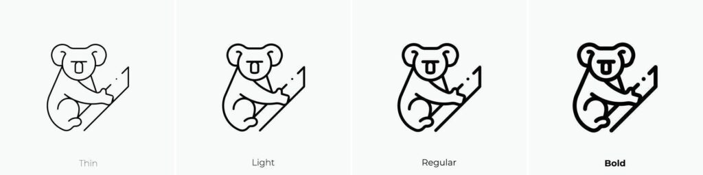 koala icon. Thin, Light, Regular And Bold style design isolated on white background Stock Free