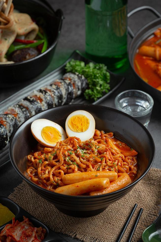 Korean instant noodle and tteokbokki in korean spicy sauce, Ancient food Stock Free