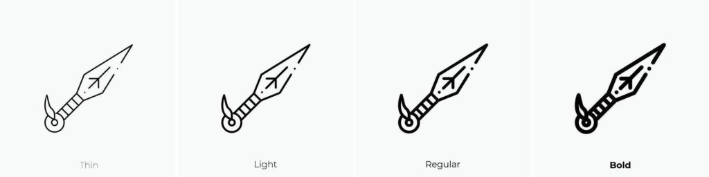 kunai icon. Thin, Light, Regular And Bold style design isolated on white background Stock Free