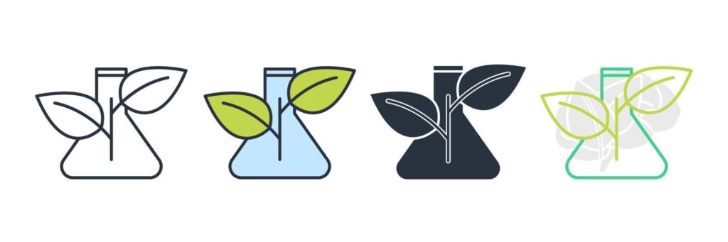 laboratory glass and plant icon logo vector illustration. innovation symbol template for graphic and web design collection Stock Free