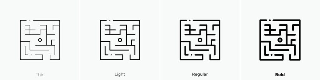 labyrinth icon. Thin, Light, Regular And Bold style design isolated on white background Stock Free