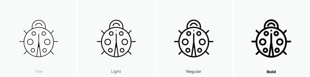 ladybug icon. Thin, Light, Regular And Bold style design isolated on white background Stock Free