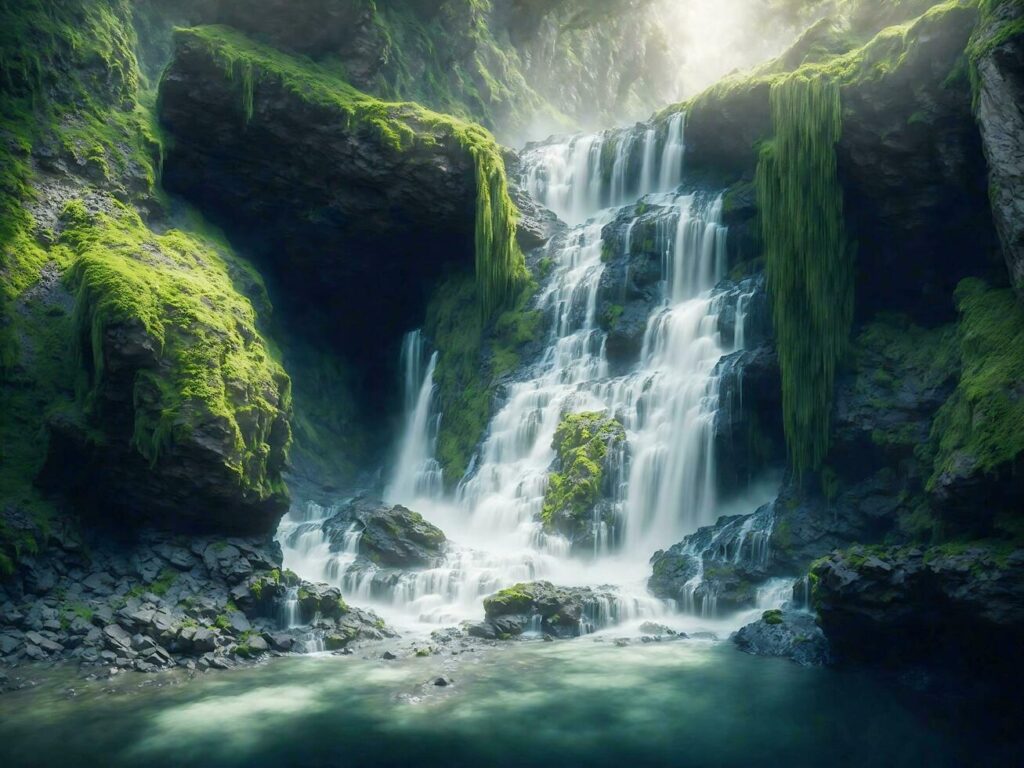 Landscape waterfall background Stock Free