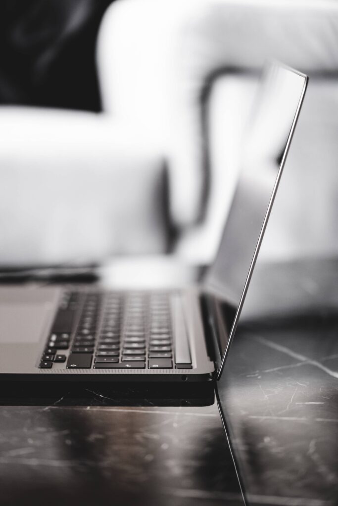 Laptop on a Luxury Desk Free Photo