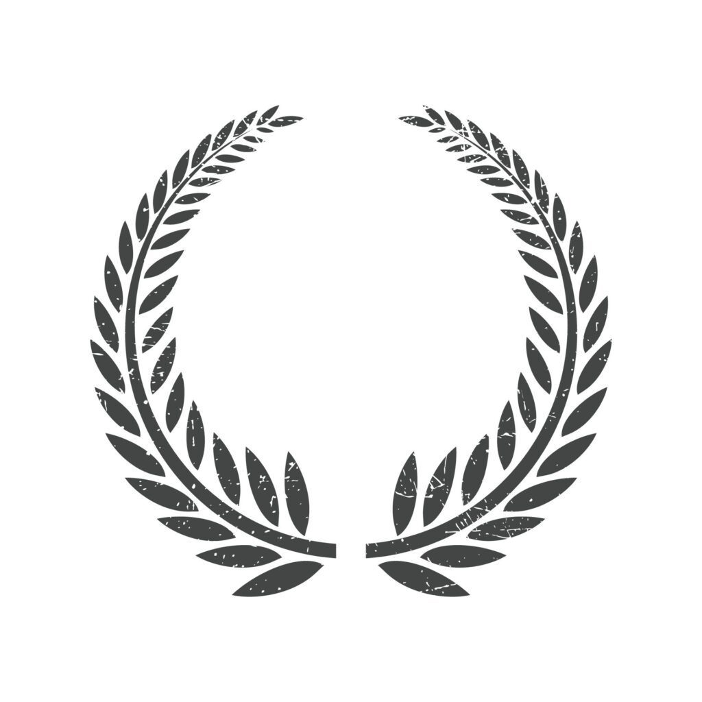 Laurel wreath round stamp frame vector design. Isolated outline illustration. Editable guarantee badge template. Approved seal with copy space. Decorative sticker border on white background Free Vector