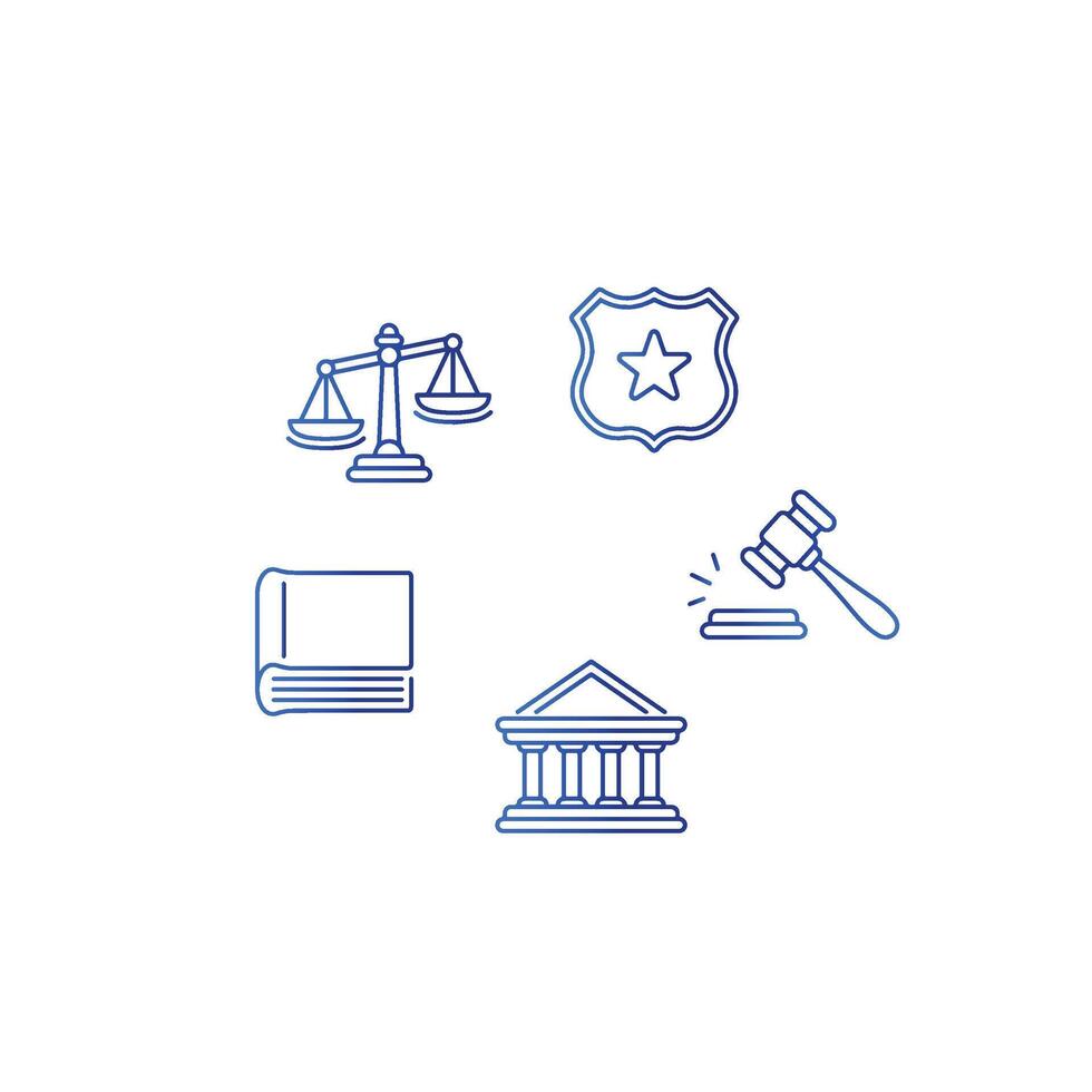 law and justice icon set Stock Free