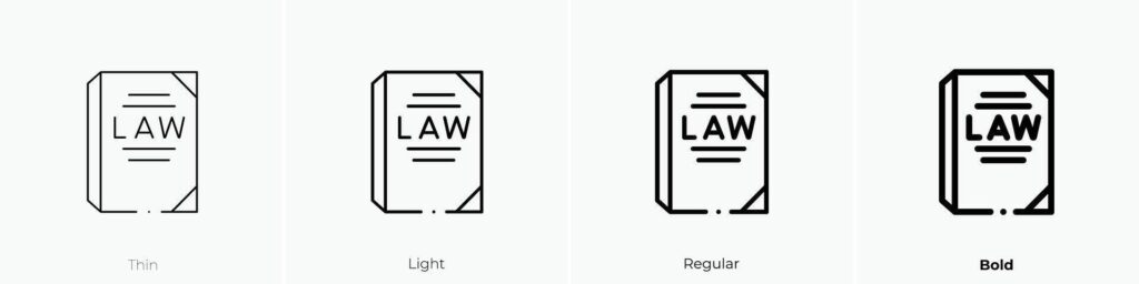 laws icon. Thin, Light, Regular And Bold style design isolated on white background Stock Free