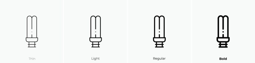 led bulb icon. Thin, Light, Regular And Bold style design isolated on white background Stock Free