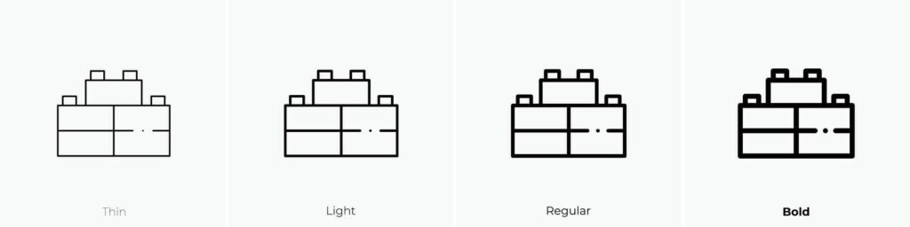 lego icon. Thin, Light, Regular And Bold style design isolated on white background Stock Free