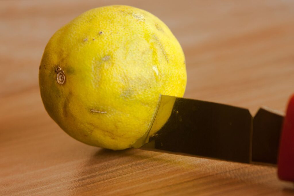 Lemon Cut Knife Stock Free