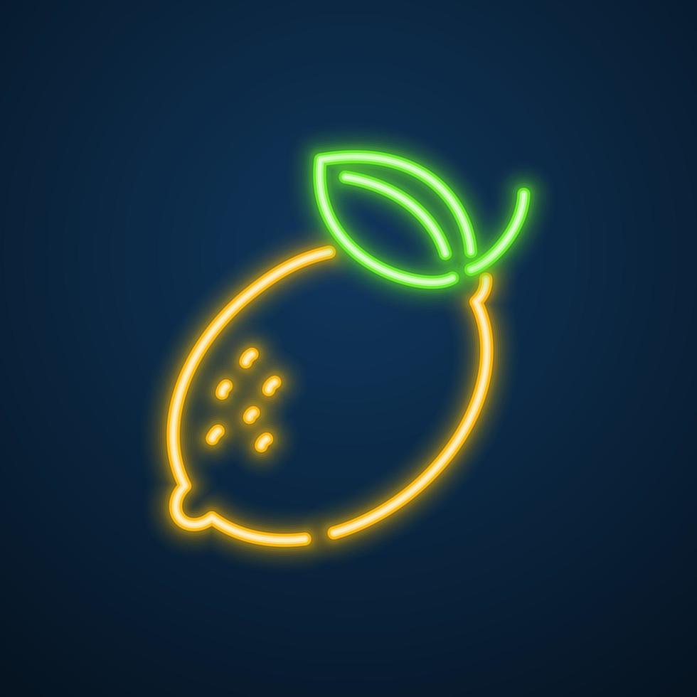 lemon fruit icon neon sign vector Stock Free